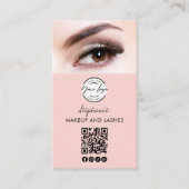Carte De Visite Logo de script rose Blush Code QR Photo Lashes Stu (Devant)