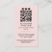 Carte De Visite Logo de script rose blush QR Extension de cheveux  (Dos)