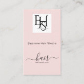 Carte De Visite Logo de script rose blush QR Extension de cheveux  (Devant)