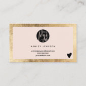 Carte De Visite Logo de script rose or géométrique commander merci (Dos)