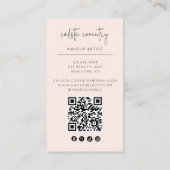 Carte De Visite Logo de script rose poudré Code QR Photo Maquillag (Dos)
