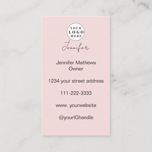 Carte De Visite Logo de script rose vif Code QR maquillage photo (Dos)