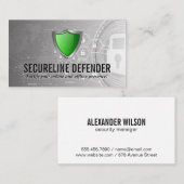Carte De Visite Logo de sécurité Green Shield | Arrière - plan mod (Devant / Derrière)