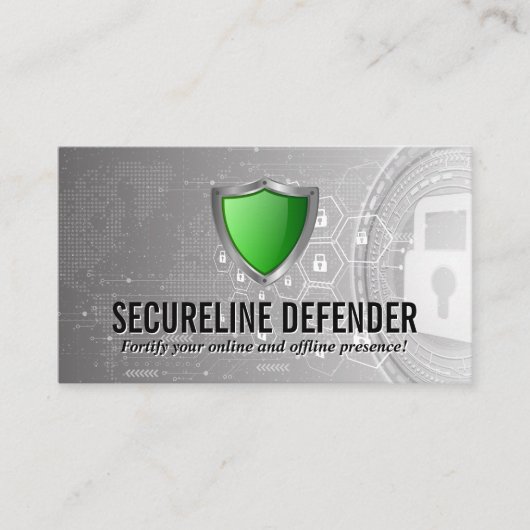Carte De Visite Logo de sécurité Green Shield | Arrière - plan mod (Devant)