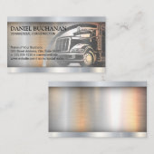 Carte De Visite Logo de semi-camion | Arrière - plan brossé métall (Devant / Derrière)