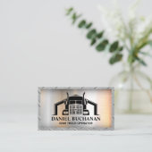 Carte De Visite Logo de semi-camion | Arrière - plan en acier méta (Debout devant)