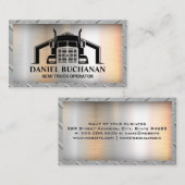 Carte De Visite Logo de semi-camion | Arrière - plan en acier méta (Devant / Derrière)