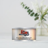 Carte De Visite Logo de semi-camion | Arrière - plan métallique (Debout devant)