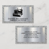 Carte De Visite Logo de semi-camion | Brosse métallique | Bordure  (Devant / Derrière)