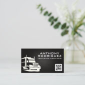 Carte De Visite Logo de semi-camion | Camionnage | Code QR (Debout devant)