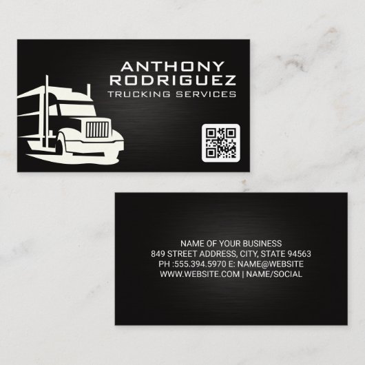 Carte De Visite Logo de semi-camion | Camionnage | Code QR (Devant / Derrière)