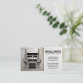 Carte De Visite Logo de semi-camion | Metallique | Col bleu (Debout devant)