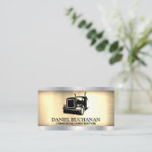 Carte De Visite Logo de semi-camion | Or Argent métallique (Debout devant)