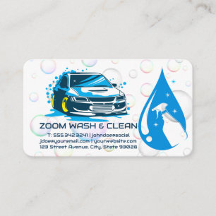 Carte De Visite Logo de service de lavage Bulles de savon Soin