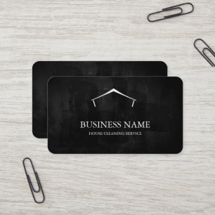 Carte De Visite Logo de service de nettoyage de maison noir modern