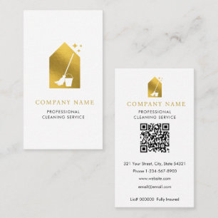 Carte De Visite Logo de service de nettoyage moderne avec code QR