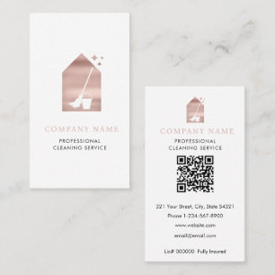 Carte De Visite Logo de service de nettoyage moderne Rose Gold