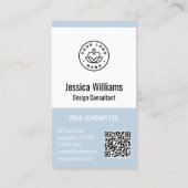 Carte De Visite Logo de société Code QR Moderne Professionnel Bleu (Dos)