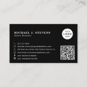 Carte De Visite logo de société code QR professionnel noir (Devant)