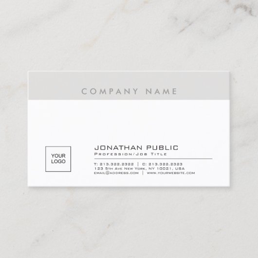 Carte De Visite Logo de société créatif élégant et épuré Plain Gra (Devant)