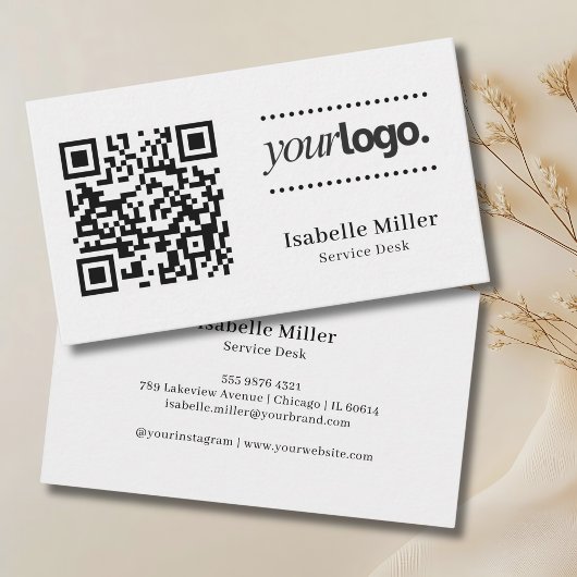 Carte De Visite Logo de société de code QR moderne