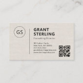 Carte De Visite Logo de société de code QR professionnel en lin (Devant)