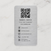 Carte De Visite Logo de société métallique Code QR (Devant)