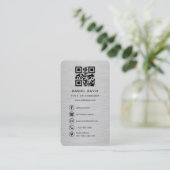 Carte De Visite Logo de société métallique Code QR (Debout devant)
