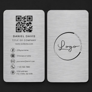 Carte De Visite Logo de société métallique Code QR