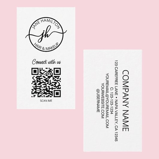 Carte De Visite Logo de société moderne à cercle de code QR