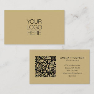 Carte De Visite Logo de société professionnel Code QR Marron Tan