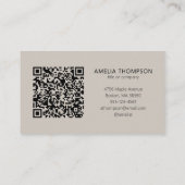 Carte De Visite Logo de société professionnel Code QR Taupe doux (Dos)