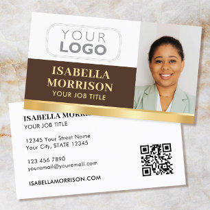 Carte De Visite Logo de société professionnel QR Brun Or