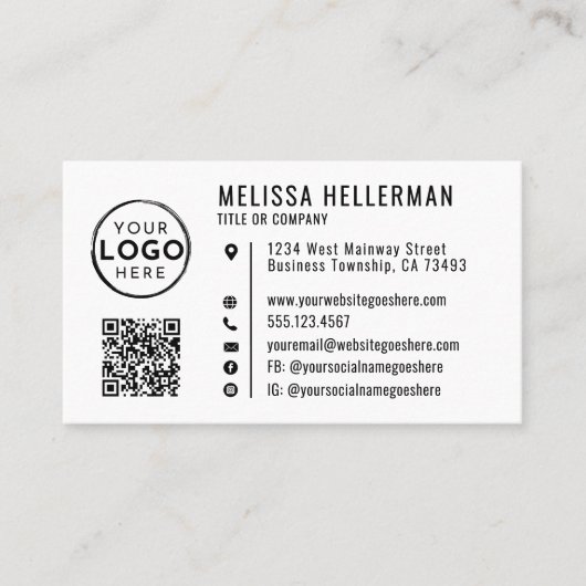 Carte De Visite Logo de société QR Code professionnel (Devant)