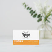 Carte De Visite Logo de société simple Code QR orange et blanc (Debout devant)
