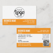 Carte De Visite Logo de société simple Code QR orange et blanc (Devant / Derrière)