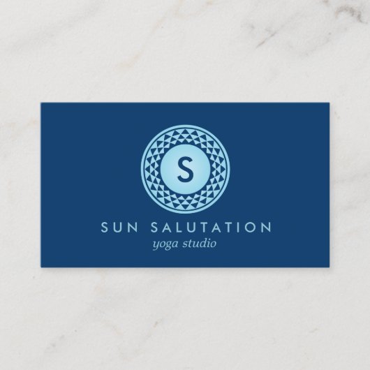 Carte De Visite LOGO DE SOLEIL BLEU MONOGRAM III pour YOGA STUDIO (Devant)