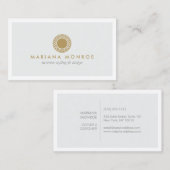 Carte De Visite LOGO DE SOLEIL OR ÉLÉGANT sur GRIS CLAIR (Devant / Derrière)