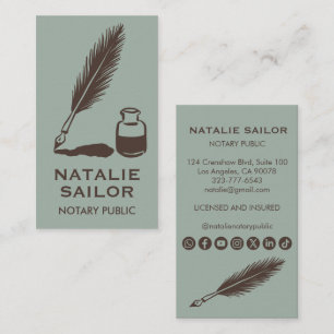 Carte De Visite Logo de stylo à encre plume personnalisé pour nota