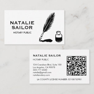Carte De Visite Logo de stylo à encre plume Quill personnalisé QR