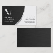 Carte De Visite Logo de stylo de graveur - Moderne métal d'argent  (Devant / Derrière)