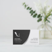 Carte De Visite Logo de stylo de graveur - Moderne métal d'argent  (Debout devant)