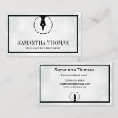 Carte De Visite Logo de stylo de l'agent notaire Écrivain de calli (Devant / Derrière)