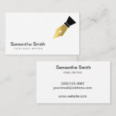 Carte De Visite Logo de stylo de l'agent notaire Écrivain de calli (Devant / Derrière)