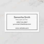 Carte De Visite Logo de stylo de l'agent notaire Écrivain de calli (Dos)