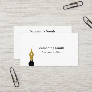 Carte De Visite Logo de stylo de l'agent notaire Écrivain de calli