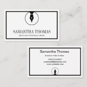 Carte De Visite Logo de stylo de l'agent notaire Écrivain de calli (Devant / Derrière)