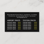 Carte De Visite Logo de taxi blanc, Tarifs (Dos)