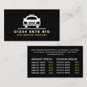 Carte De Visite Logo de taxi blanc, Tarifs (Devant / Derrière)