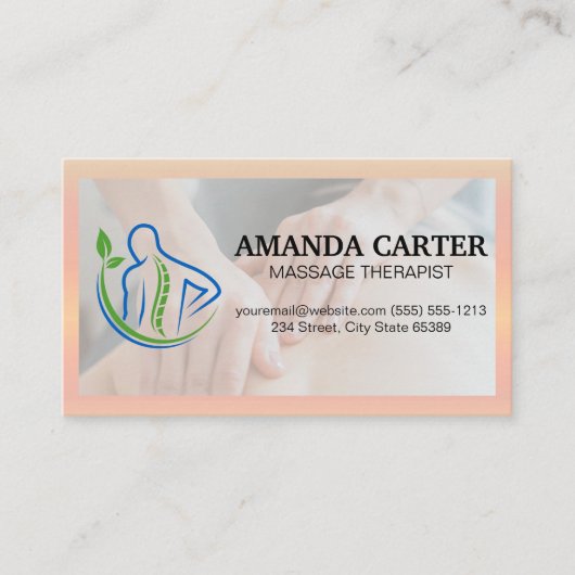 Carte De Visite Logo de thérapie de retour | Session de massage (Devant)